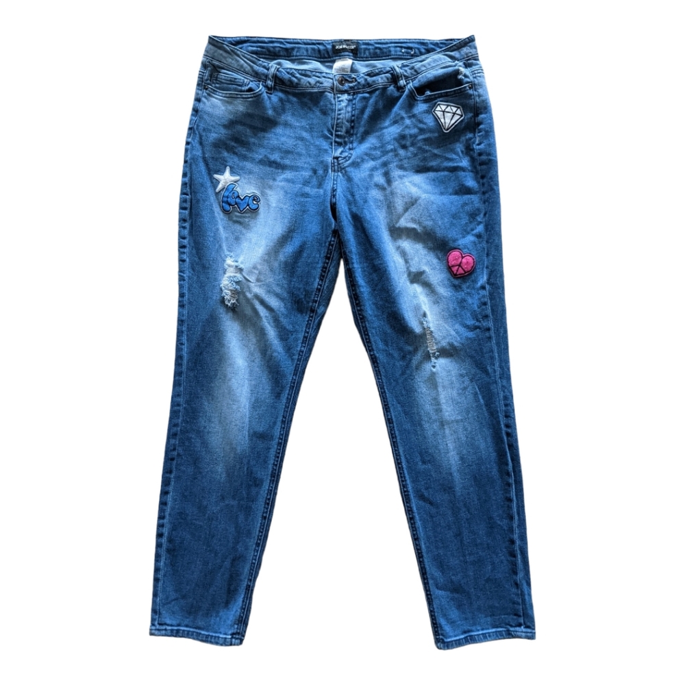 Joe Boxer Denim Blue Stretchy Distressed Jeans, 18W